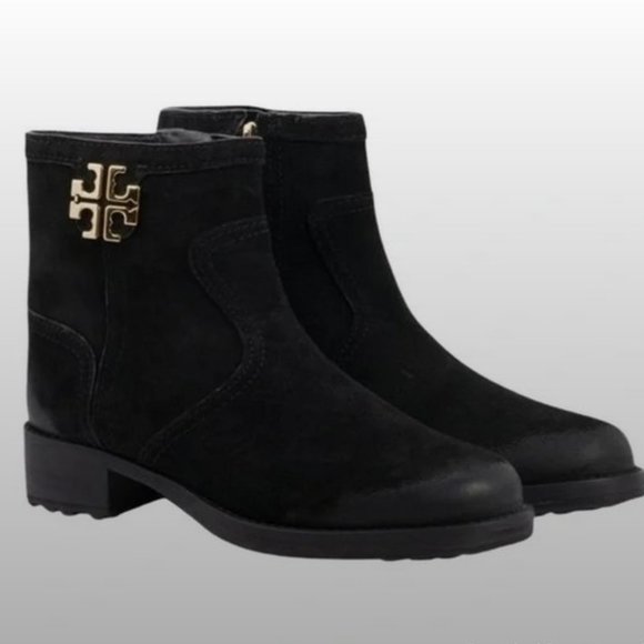 Tory Burch Black Suede Ankle Boots - Picture 1 of 9